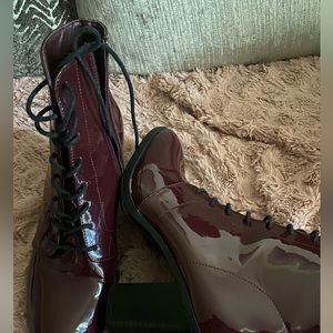 Burgandy zip up booties for SALE! Never worn! Size 10 US